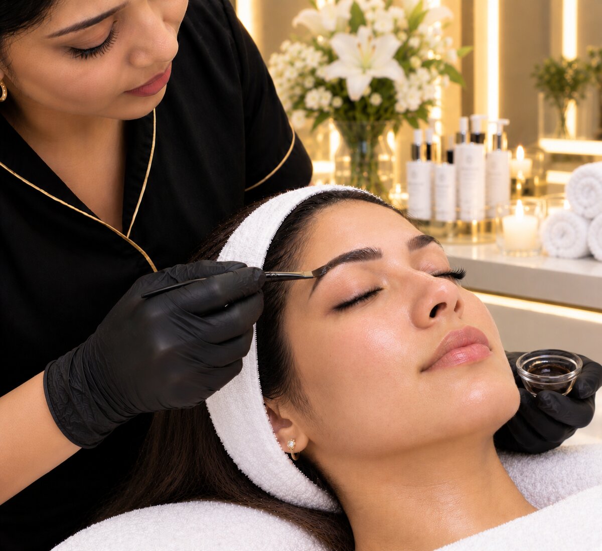 Brow tint, developing.